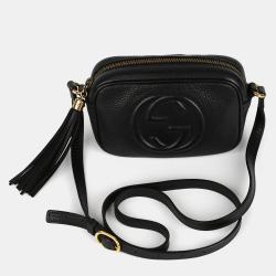 Pre Owned Gucci Black Grained Calf Leather Mini Soho Bag