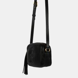 Pre Owned Gucci Black Grained Calf Leather Mini Soho Bag