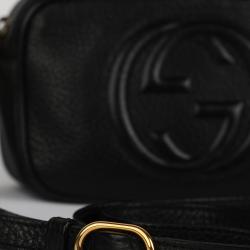 Pre Owned Gucci Black Grained Calf Leather Mini Soho Bag