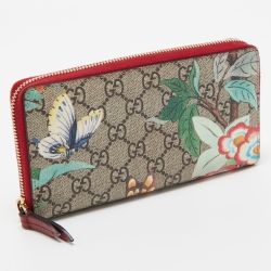 Gucci Multicolor GG Supreme Canvas Tian  Zip Around Wallet