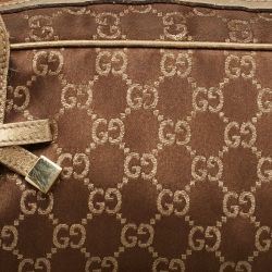 Pre Owned Gucci Gold/Brown GG Fabric and Leather Princy Boston Bag