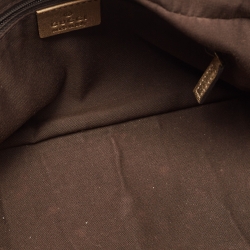 Pre Owned Gucci Gold/Brown GG Fabric and Leather Princy Boston Bag