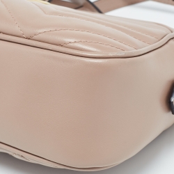 Gucci Beige Matelasse Leather Small GG Marmont Shoulder Bag