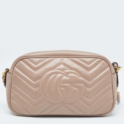 Gucci Beige Matelasse Leather Small GG Marmont Shoulder Bag