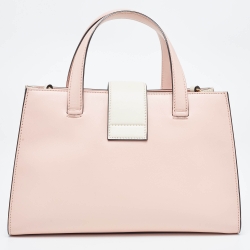 Pre Owned  Gucci Pink/White Leather Small Nimfair Tote