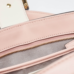 Pre Owned  Gucci Pink/White Leather Small Nimfair Tote