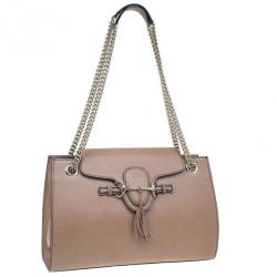 مملوكة مسبقًا Gucci Nude Leather Large Emily Chain Shoulder Bag