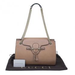 مملوكة مسبقًا Gucci Nude Leather Large Emily Chain Shoulder Bag