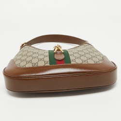 Pre Owned Gucci Brown/Beige GG Supreme Canvas and Leather Small Jackie 1961 Hobo