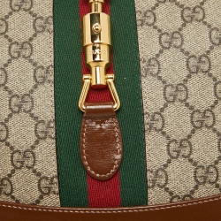 Pre Owned Gucci Brown/Beige GG Supreme Canvas and Leather Small Jackie 1961 Hobo