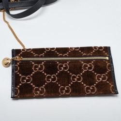 مملوكة مسبقًا حقيبة يد غوتشي راجا قطيفة جي جي بني كبيرة بسلسلة