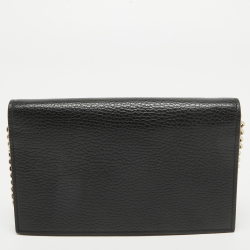 Gucci Black Leather Betty Wallet on Chain 