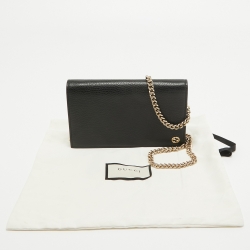 Gucci Black Leather Betty Wallet on Chain 