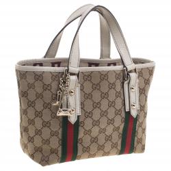 Pre Owned Gucci Beige GG Canvas Mini Jolicoeur Web Tote