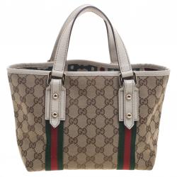 Pre Owned Gucci Beige GG Canvas Mini Jolicoeur Web Tote
