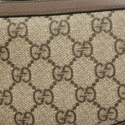 Pre Owned Gucci Beige/Brown GG Supreme Canvas and Leather Mini Ophidia Bag 