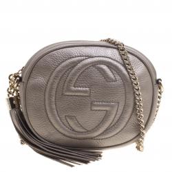 Gucci Beige Iridescent Leather Mini Soho Disco Chain Shoulder Bag