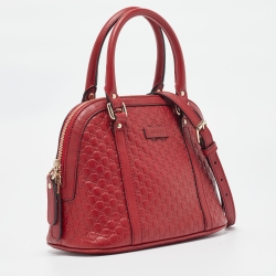 Pre Owned Gucci Red Microguccissima Leather Mini Nice Dome Bag
