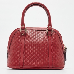 Pre Owned Gucci Red Microguccissima Leather Mini Nice Dome Bag