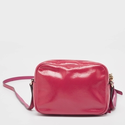 Pre Owned Gucci Fuchsia Patent Leather Small Soho Disco Crossbody Bag