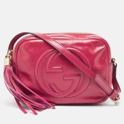 Pre Owned Gucci Fuchsia Patent Leather Small Soho Disco Crossbody Bag