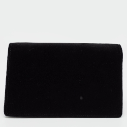 Pre Owned Gucci Black Leather and Velvet Super Mini Dionysus Crystals Chain Bag