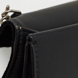 Pre Owned Gucci Black Leather and Velvet Super Mini Dionysus Crystals Chain Bag