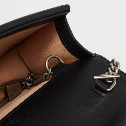 Pre Owned Gucci Black Leather and Velvet Super Mini Dionysus Crystals Chain Bag