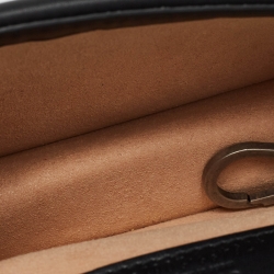 Pre Owned Gucci Black Leather and Velvet Super Mini Dionysus Crystals Chain Bag