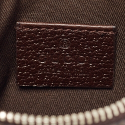 Pre Owned Gucci Beige/Brown GG Canvas and Leather Zip Pouch