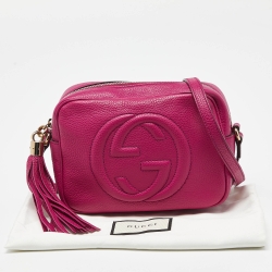 Pre Owned Gucci Pink Grained Leather Small Soho Disco Crossbody Bag