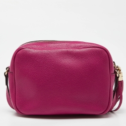 Pre Owned Gucci Pink Grained Leather Small Soho Disco Crossbody Bag