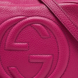 Pre Owned Gucci Pink Grained Leather Small Soho Disco Crossbody Bag