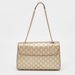 Gucci Metallic Beige Guccissima Leather Medium Emily Chain Shoulder Bag