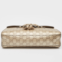 Gucci Metallic Beige Guccissima Leather Medium Emily Chain Shoulder Bag