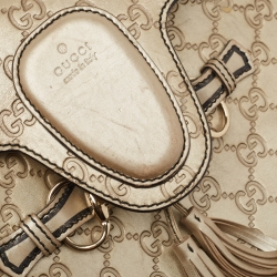 Gucci Metallic Beige Guccissima Leather Medium Emily Chain Shoulder Bag