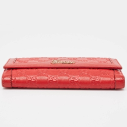 Pre Owned Gucci Red Guccissima Leather Logo French Wallet