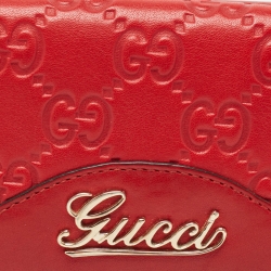 Pre Owned Gucci Red Guccissima Leather Logo French Wallet