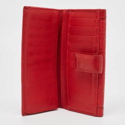 Pre Owned Gucci Red Guccissima Leather Logo French Wallet