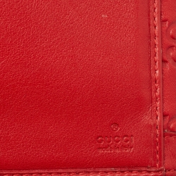Pre Owned Gucci Red Guccissima Leather Logo French Wallet