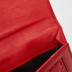 Pre Owned Gucci Red Guccissima Leather Logo French Wallet
