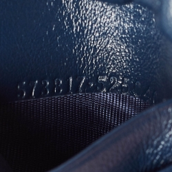 Pre Owned Gucci Navy Blue Matelasse Leather Mini GG Torchon Marmont Bucket Bag