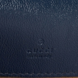 Pre Owned Gucci Navy Blue Matelasse Leather Mini GG Torchon Marmont Bucket Bag