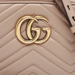 Gucci Old Rose Matelassé Leather Small GG Marmont Shoulder Bag