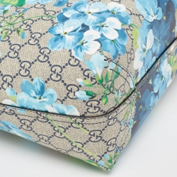 Pre Owned Gucci Navy Blue/Beige GG Supreme Canvas Medium Blooms Reversible Tote