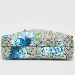 Pre Owned Gucci Navy Blue/Beige GG Supreme Canvas Medium Blooms Reversible Tote