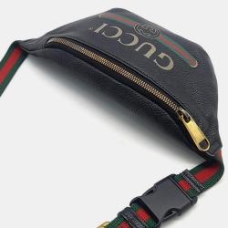 مملوكة مس بقًا Gucci Black Leather Logo Small Belt Bag