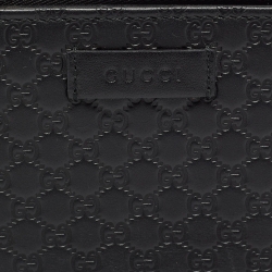 مملوكة مسبقًا Gucci Black Microguccissima Leather Compact Wallet