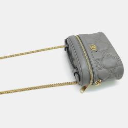 Gucci Gray Leather GG Mini Top Handle Bag
