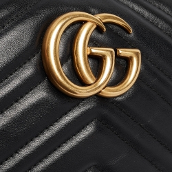 Pre Owned حقيبة كتف غوتشي جي جي مارمونت جلد ماتيلاسيه أحمر صغيرة